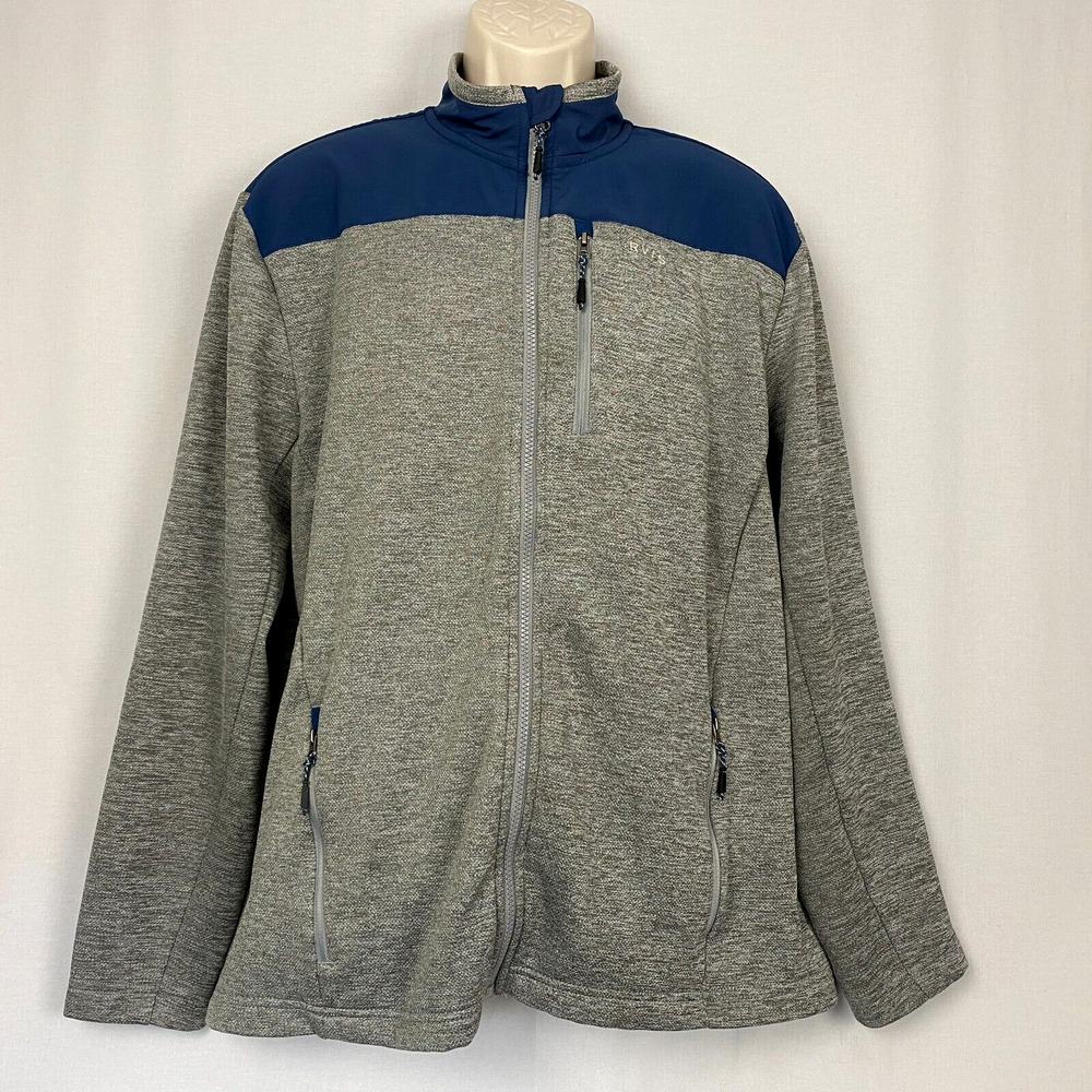 Orvis Bonded Mesh Full Zip Jacket Mens Large Gray Pockets Fleece Lined Hiking